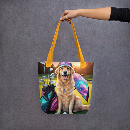 Tote bag-Golden Retriever Golfer V9