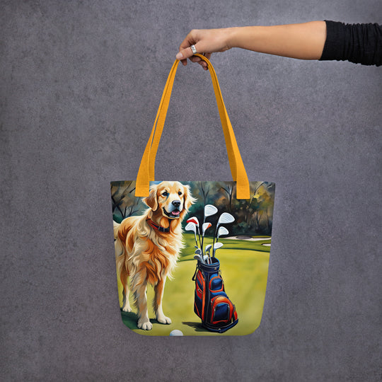 Tote bag-Golden Retriever Golfer V10