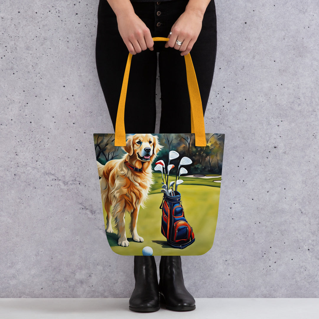 Tote bag-Golden Retriever Golfer V10