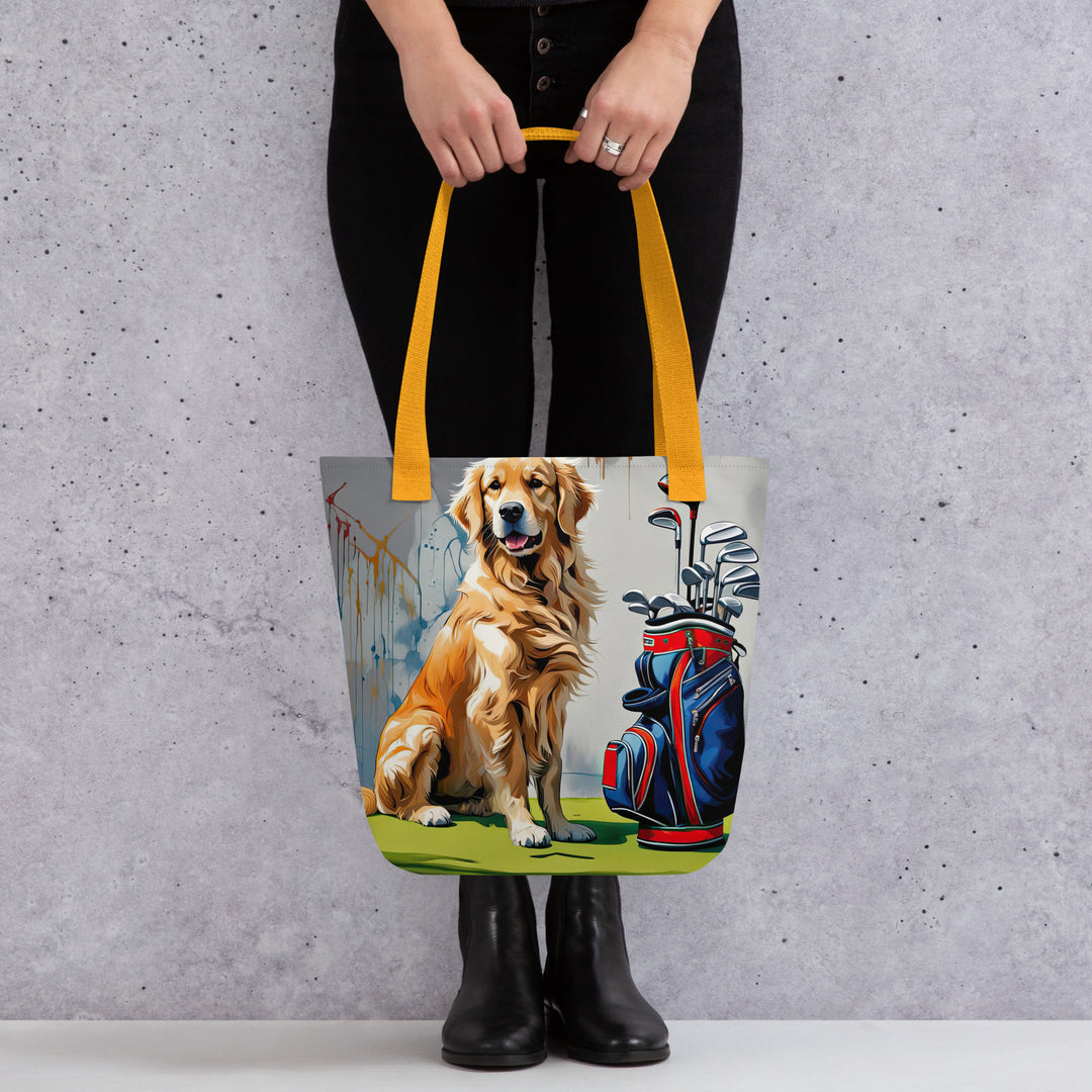 Tote bag-Golden Retriever Golfer V11