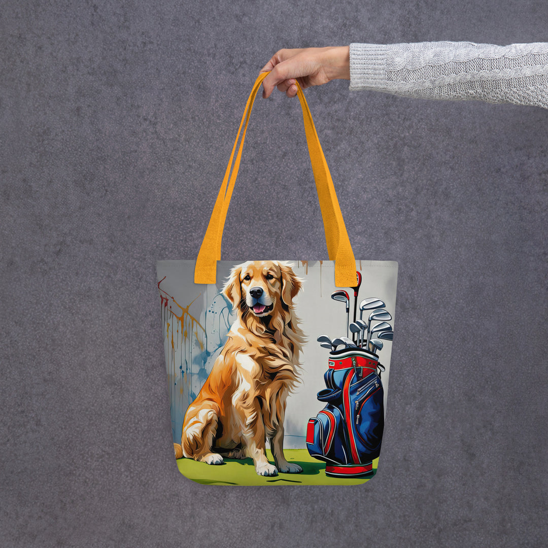 Tote bag-Golden Retriever Golfer V11