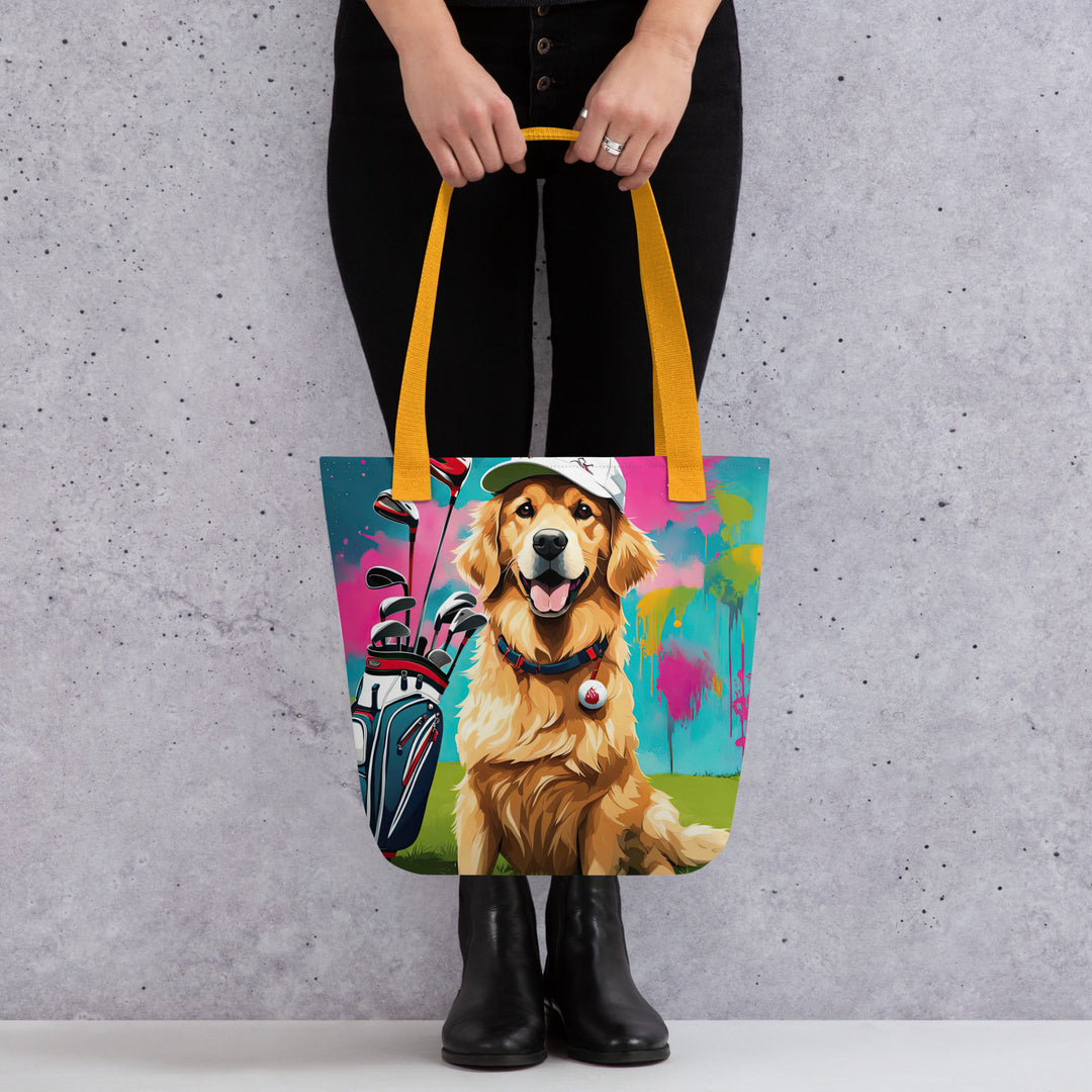 Tote bag-Golden Retriever Golfer V12