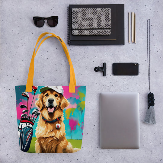 Tote bag-Golden Retriever Golfer V12