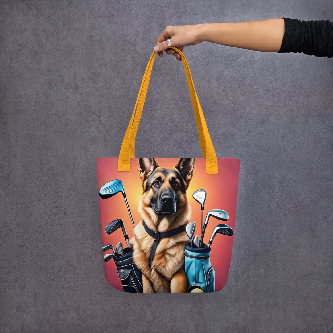 Tote bag-German Shepherd Golfer V2