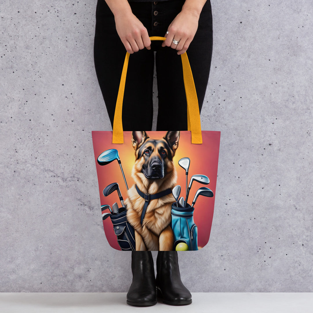 Tote bag-German Shepherd Golfer V2