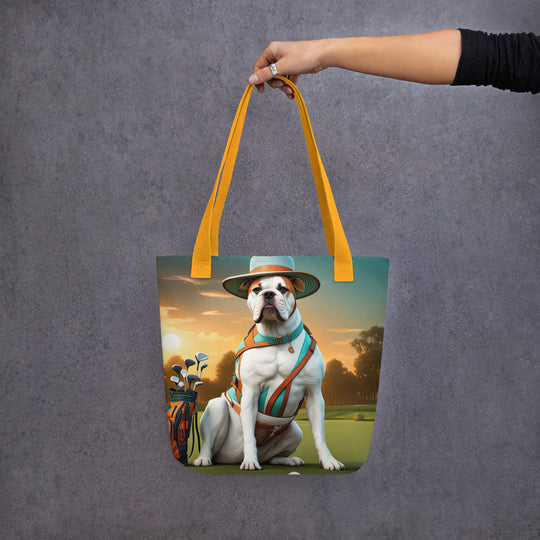 Tote bag-American Bulldog Golfer