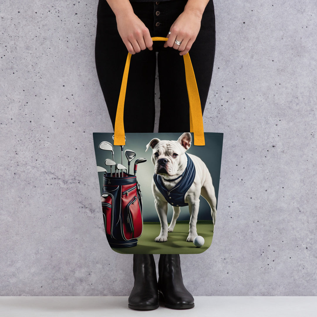 Tote bag-American Bulldog Golfer V2