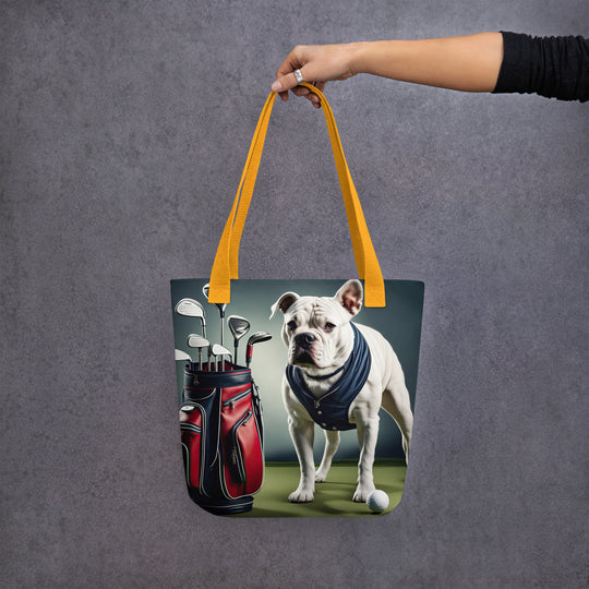 Tote bag-American Bulldog Golfer V2