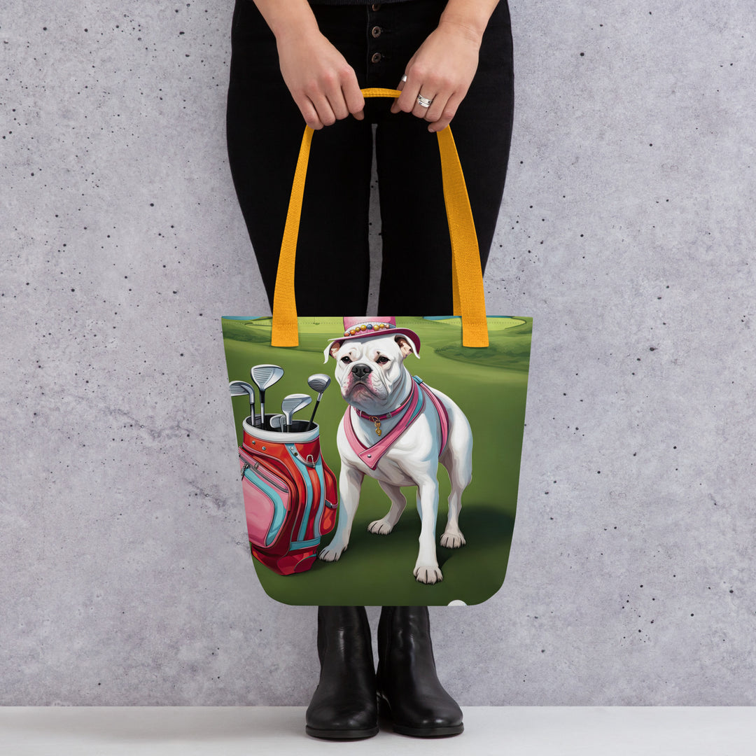 Tote bag-American Bulldog Golfer V5