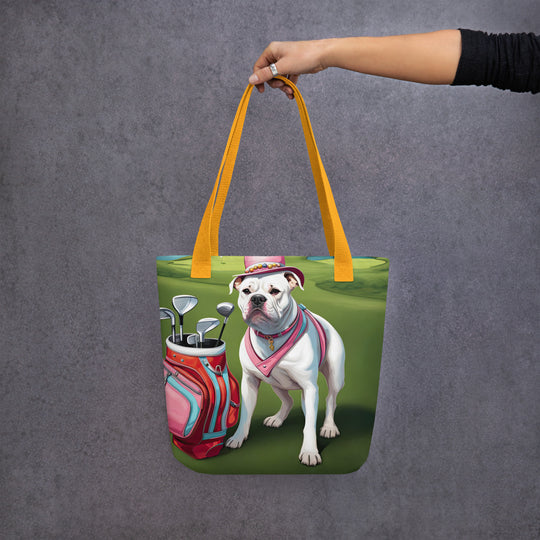 Tote bag-American Bulldog Golfer V5