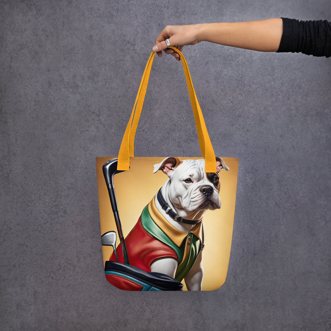 Tote bag-American Bulldog Golfer V5