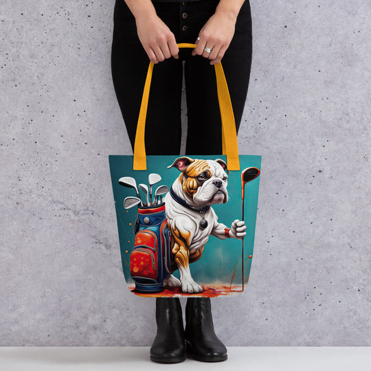 Tote bag-Bulldog Golfer V2