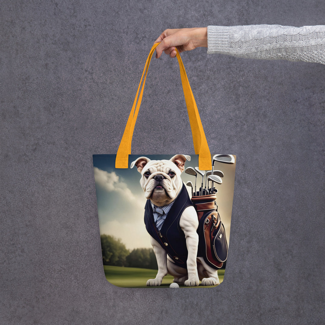 Tote bag-Bulldog Golfer V3