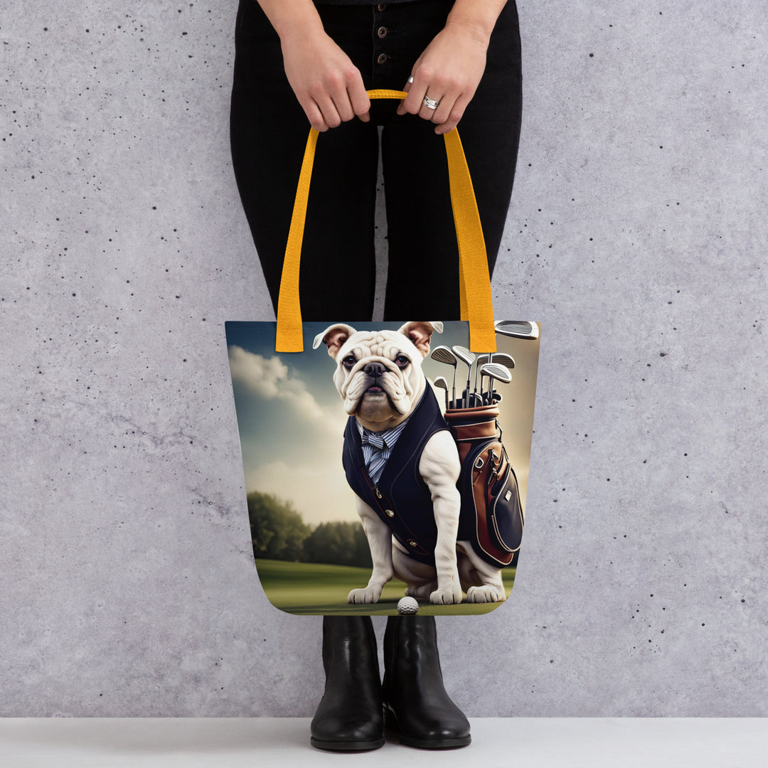 Tote bag-Bulldog Golfer V3