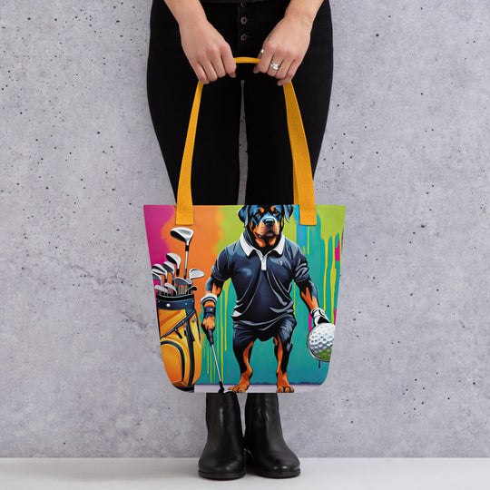 Tote bag-Rottweiler Golfer V2