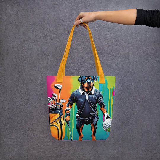 Tote bag-Rottweiler Golfer V2