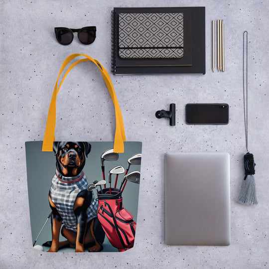 Tote bag-Rottweiler Golfer V3