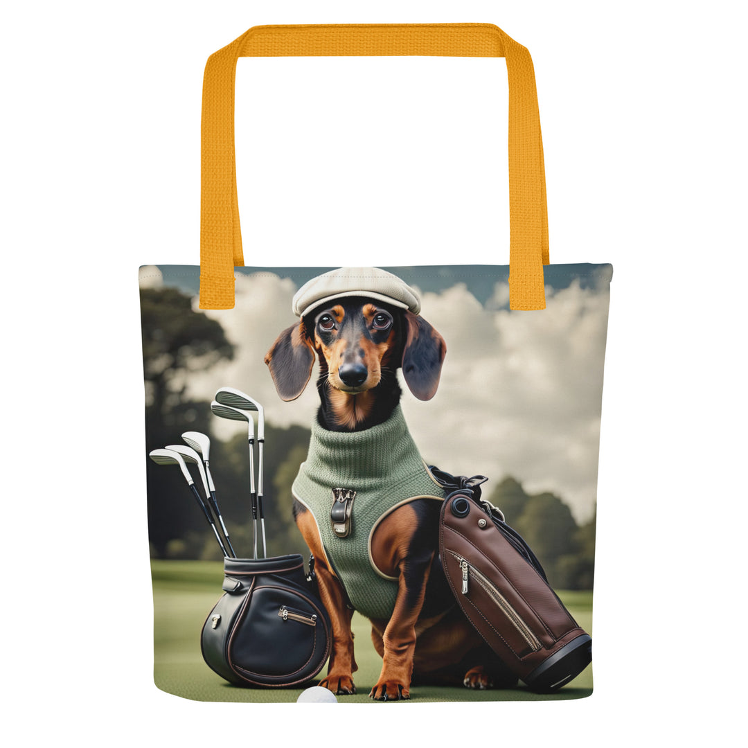 Tote bag-Dachshund Golfer V2