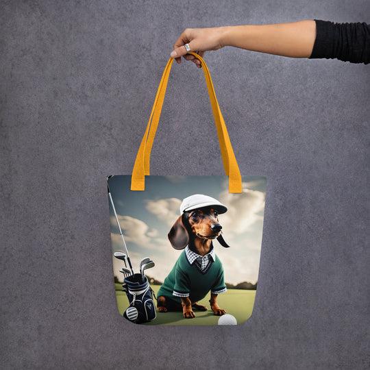 Tote bag-Dachshund Golfer V4