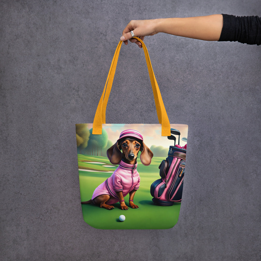 Tote bag-Dachshund Golfer V5