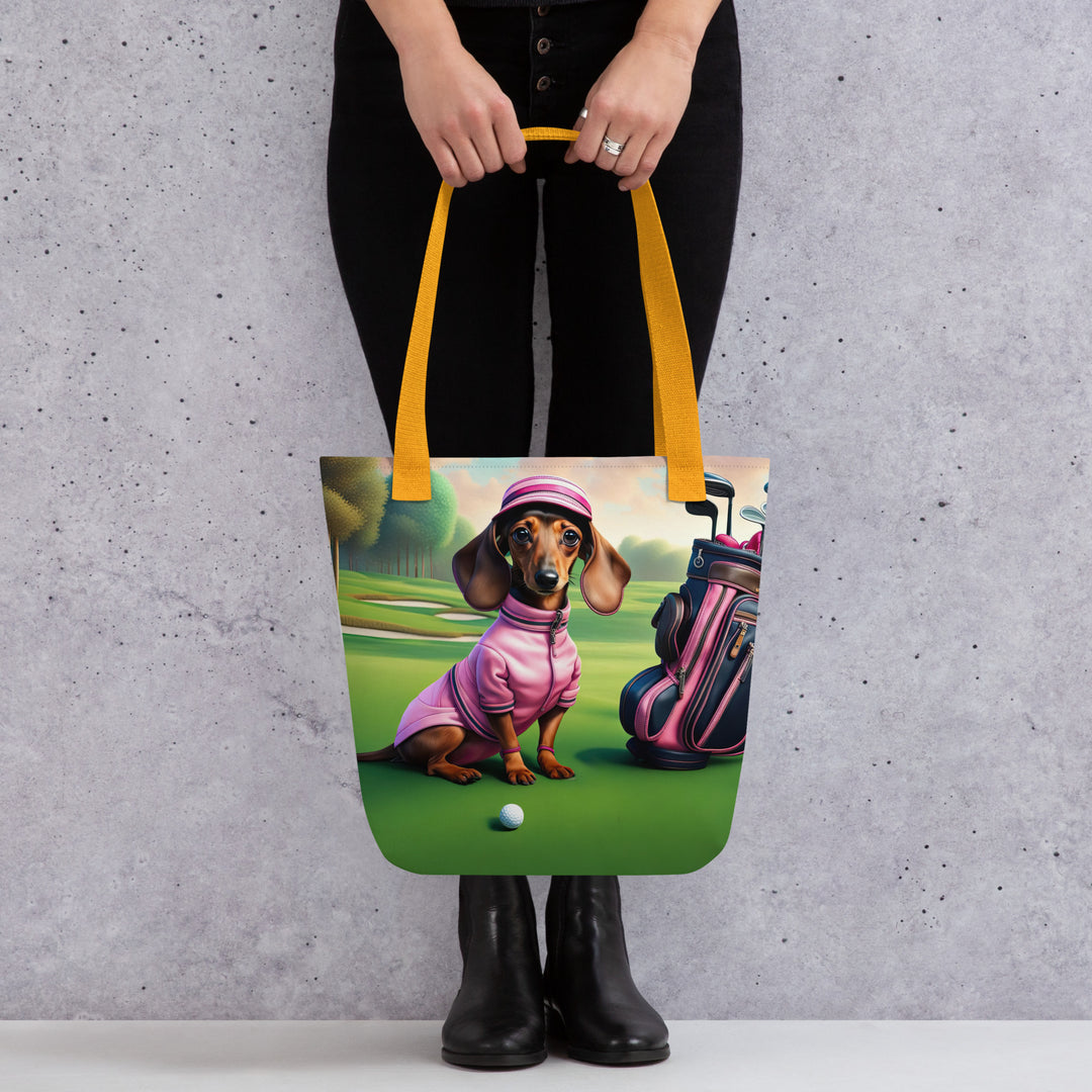 Tote bag-Dachshund Golfer V5