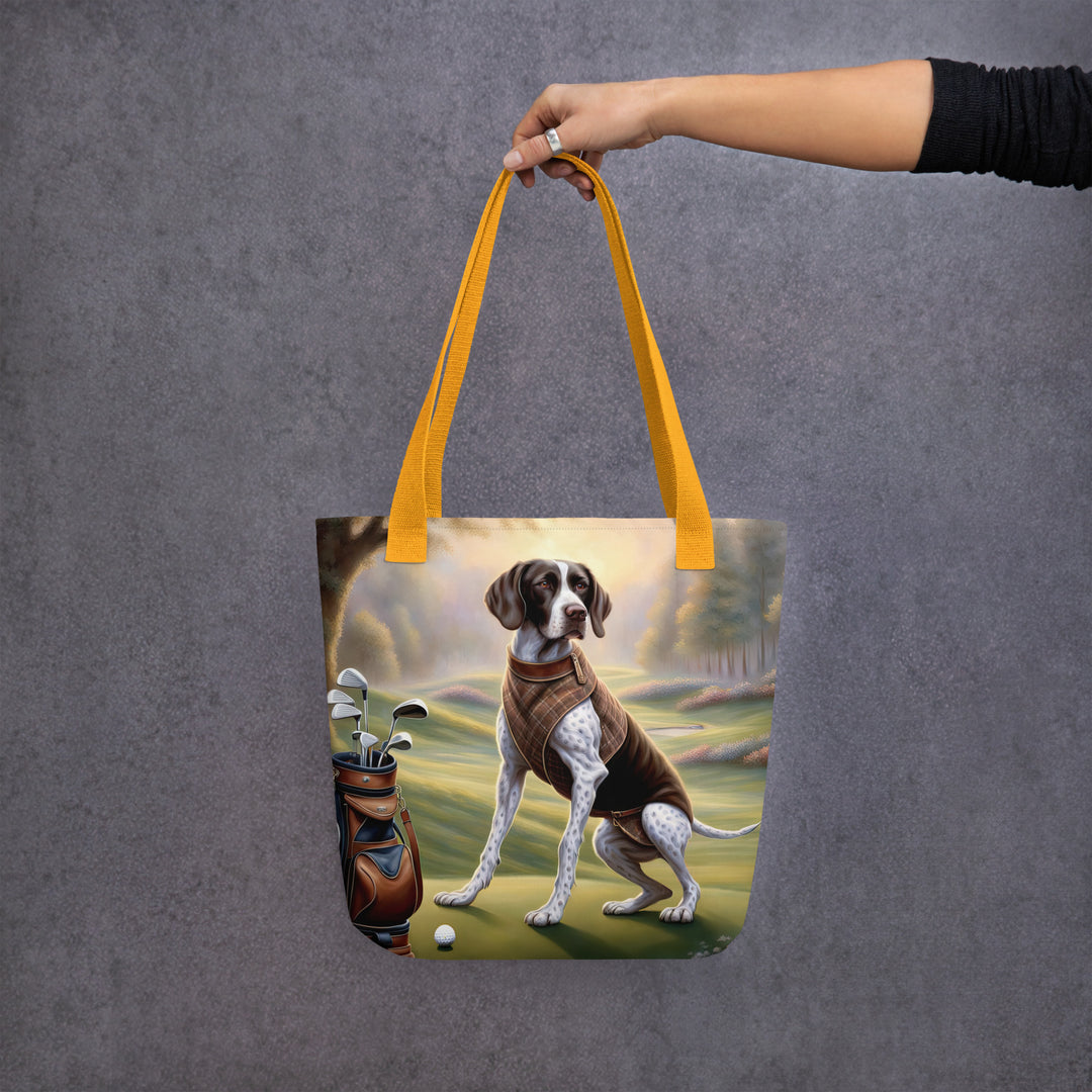 Tote bag-German Shorthaired Pointer Golfer