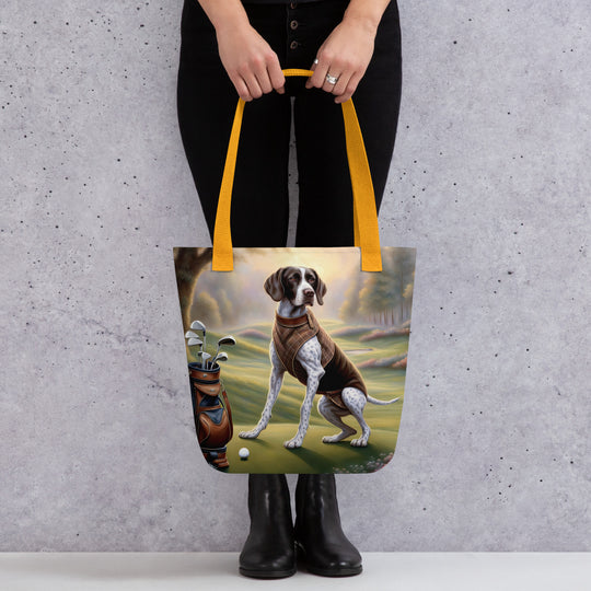 Tote bag-German Shorthaired Pointer Golfer