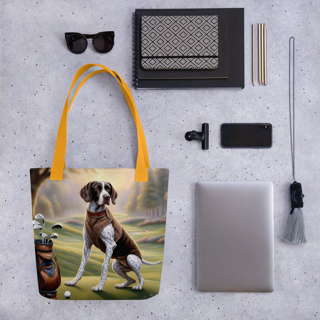 Tote bag-German Shorthaired Pointer Golfer