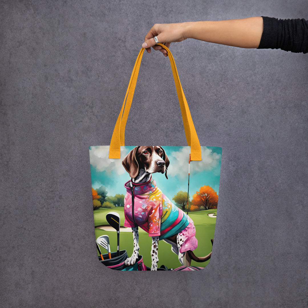 Tote bag-German Shorthaired Pointer Golfer V4