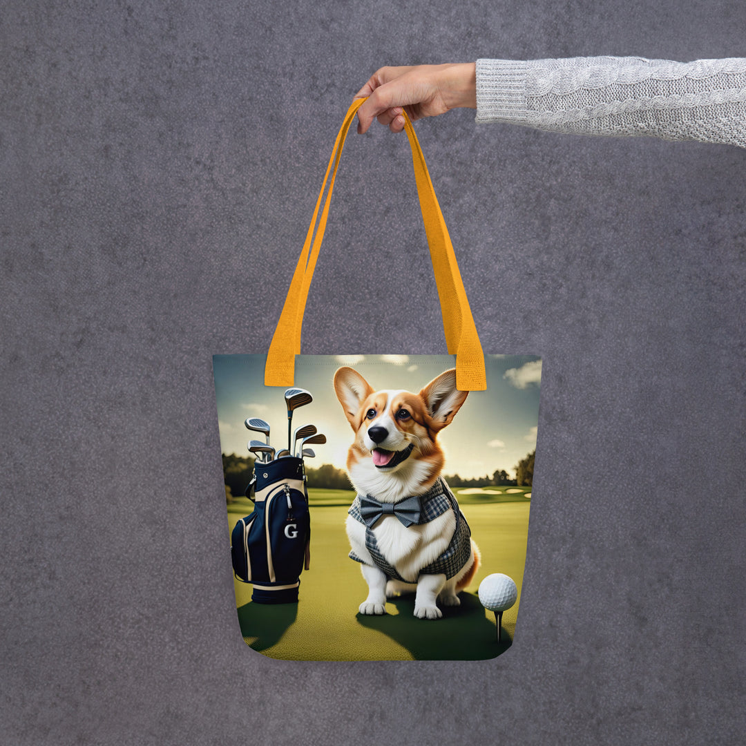 Tote bag-Pembroke Welsh Corgi Golfer V2