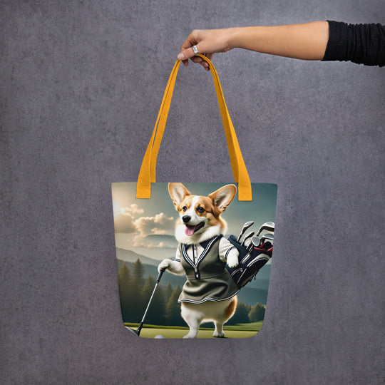 Tote bag-Pembroke Welsh Corgi Golfer V3
