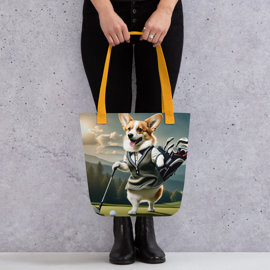 Tote bag-Pembroke Welsh Corgi Golfer V3