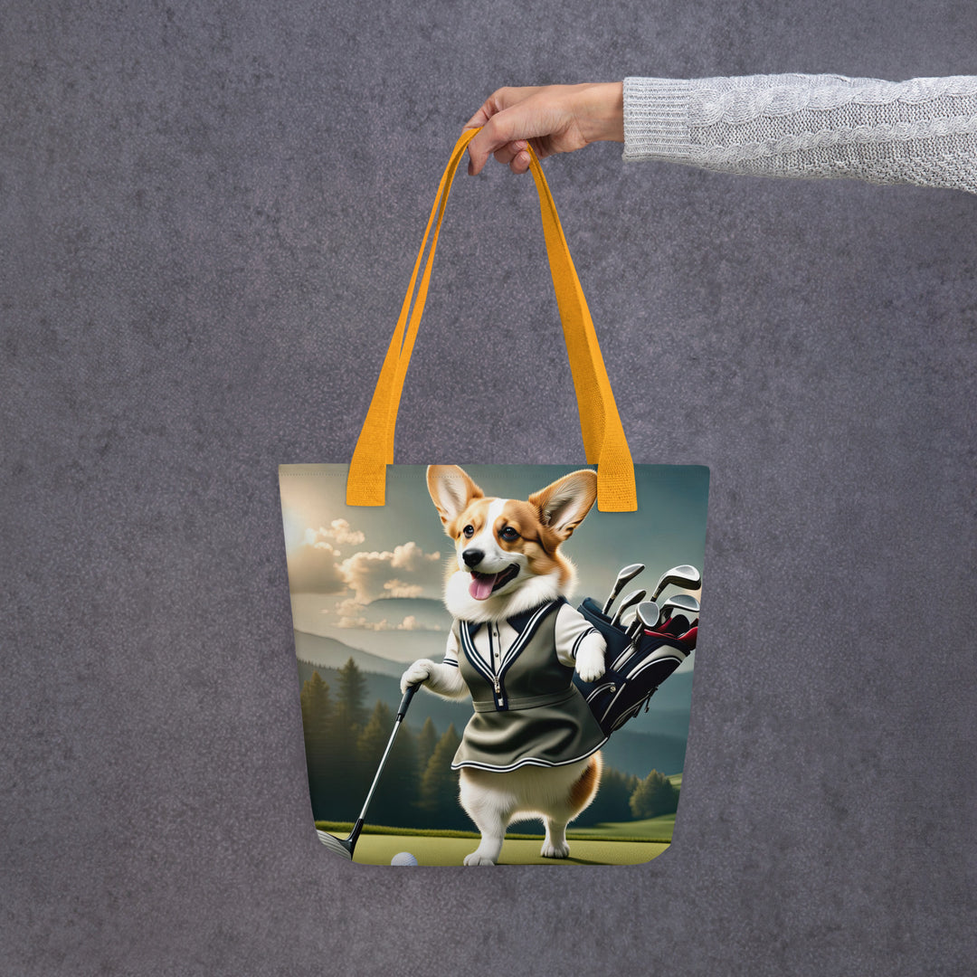 Tote bag-Pembroke Welsh Corgi Golfer V3