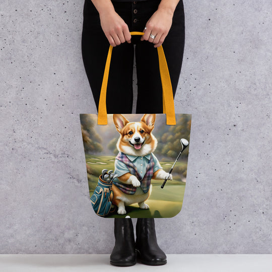 Tote bag-Pembroke Welsh Corgi Golfer V4
