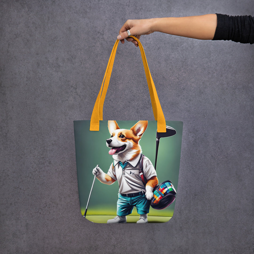 Tote bag-Pembroke Welsh Corgi Golfer V5