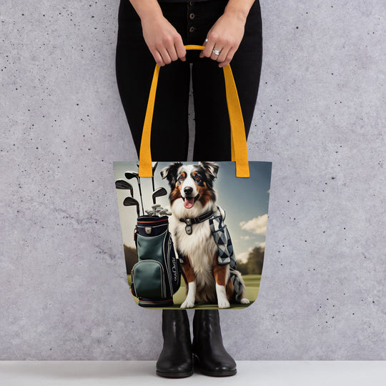 Tote bag-Australian Shepherd Golfer V3