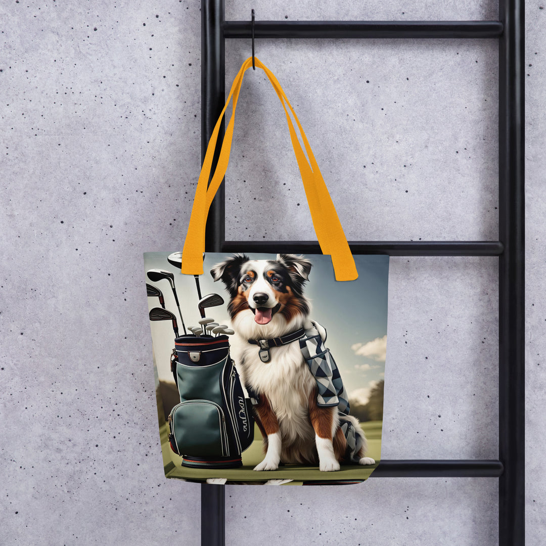 Tote bag-Australian Shepherd Golfer V3