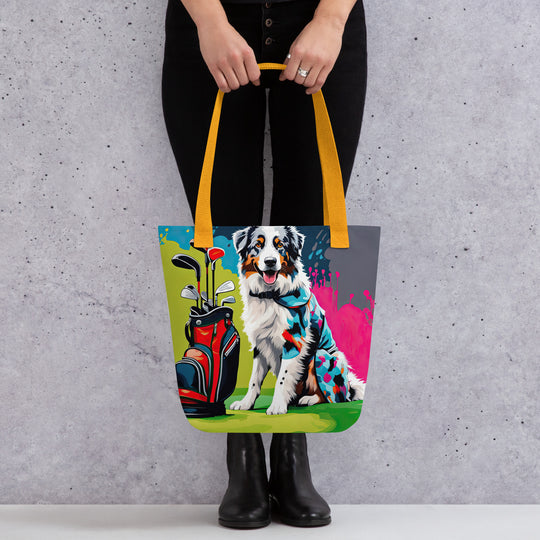 Tote bag-Australian Shepherd Golfer V4