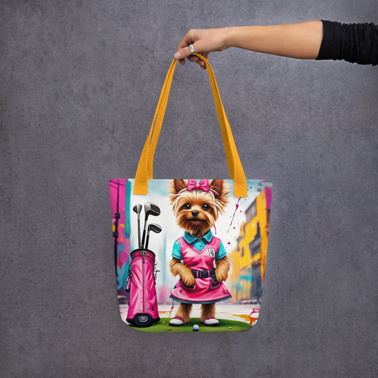 Tote bag-Yorkshire Terrier Golfer V2