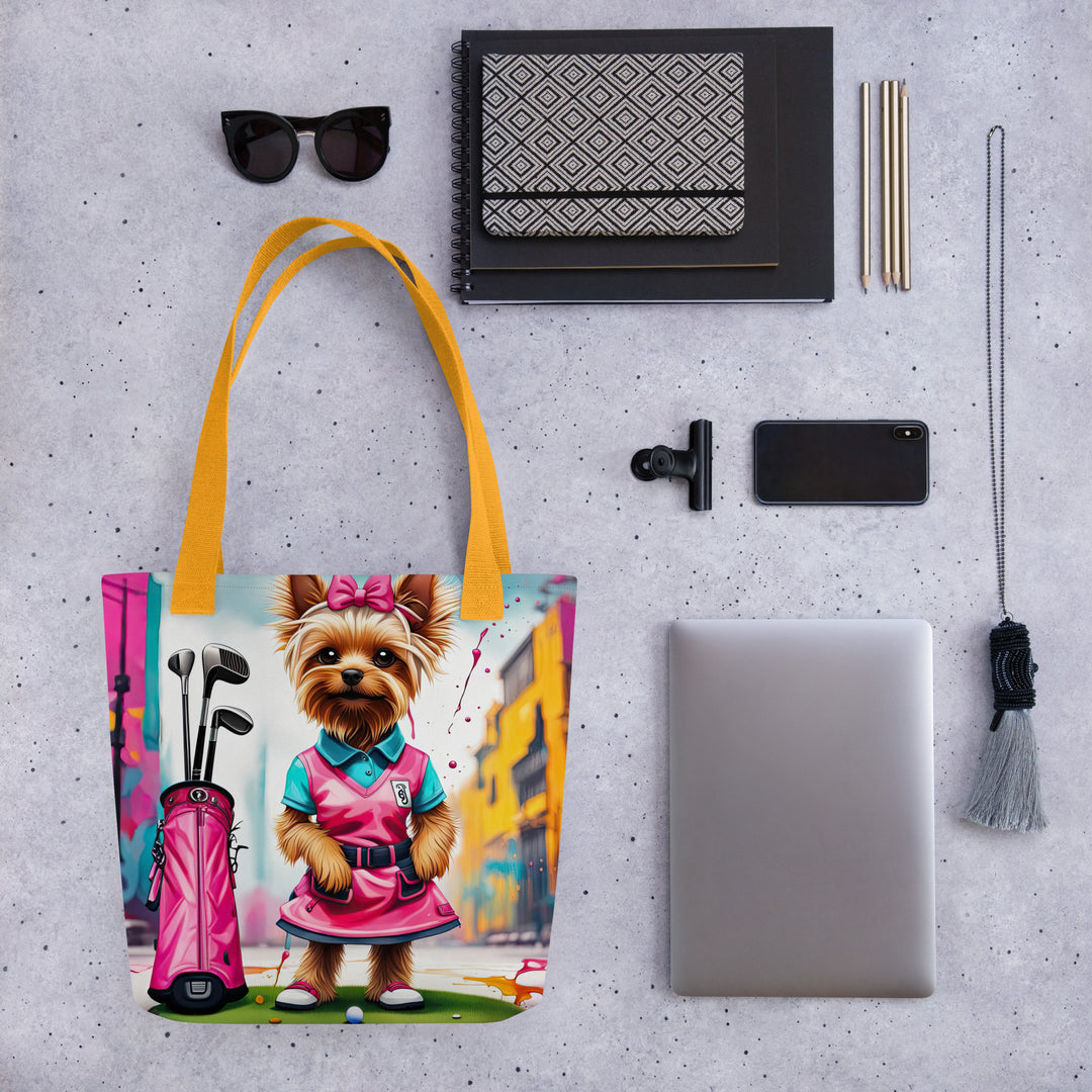 Tote bag-Yorkshire Terrier Golfer V2