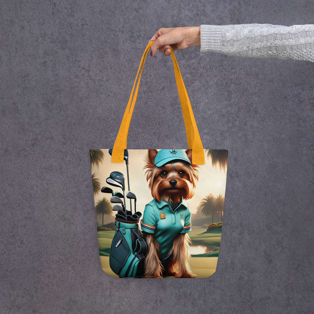 Tote bag-Yorkshire Terrier Golfer V3