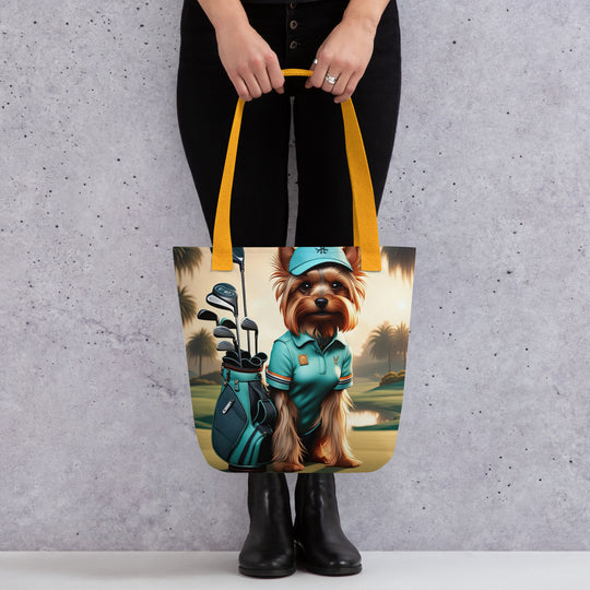 Tote bag-Yorkshire Terrier Golfer V3