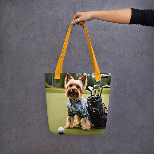 Tote bag-Yorkshire Terrier Golfer V4