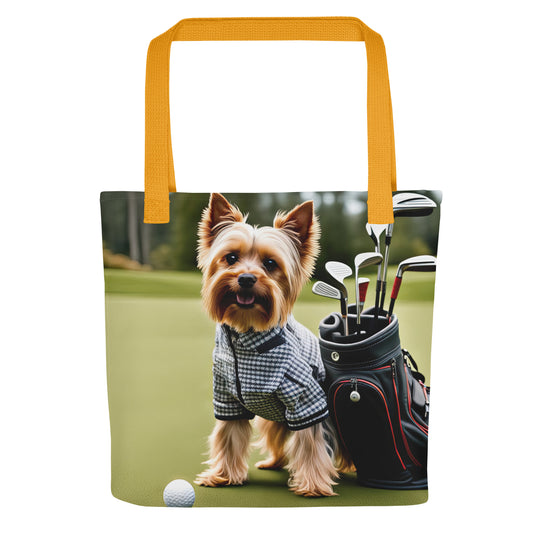 Tote bag-Yorkshire Terrier Golfer V4