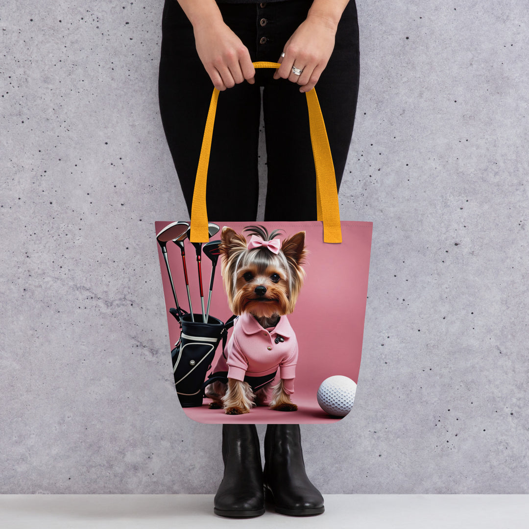 Tote bag-Yorkshire Terrier Golfer V5