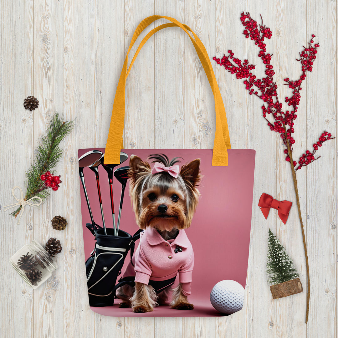 Tote bag-Yorkshire Terrier Golfer V5