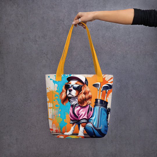 Tote bag-Cavalier King Charles Spaniel Golfer V2