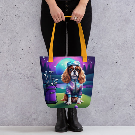 Tote bag-Cavalier King Charles Spaniel Golfer V3