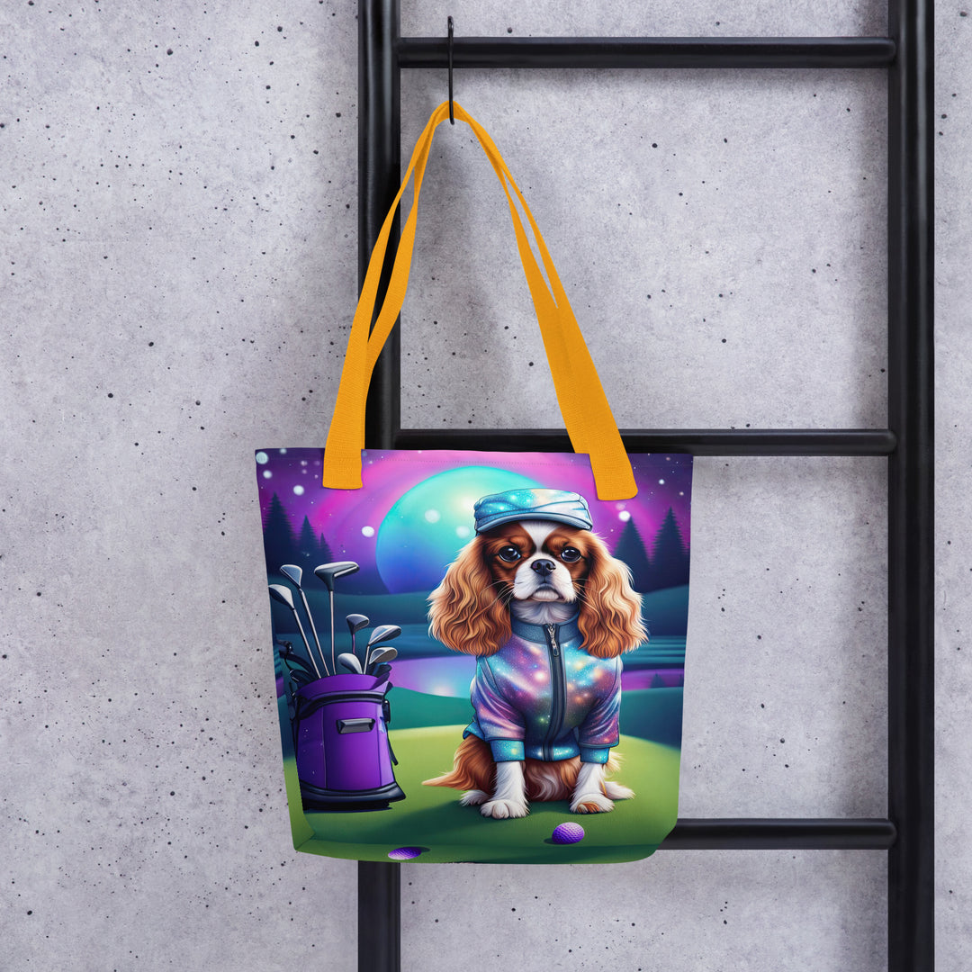 Tote bag-Cavalier King Charles Spaniel Golfer V3