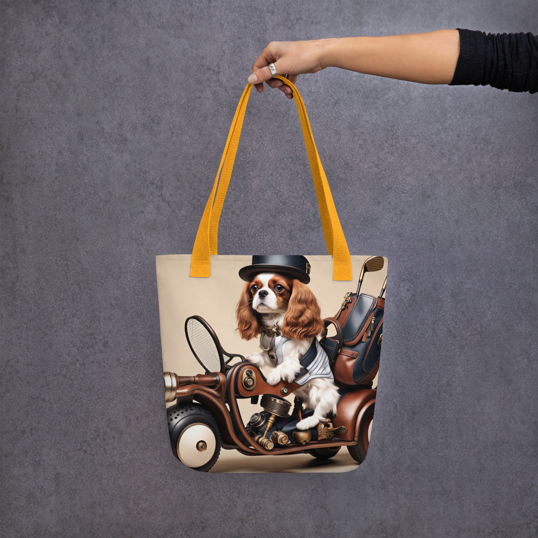 Tote bag-Cavalier King Charles Spaniel Golfer V4